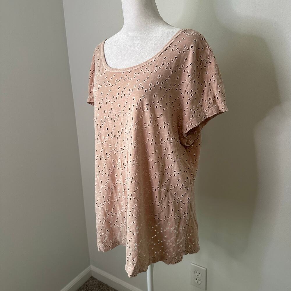 Sundance light pink cotton eyelet short sleeve top size XL - Picture 4 of 13